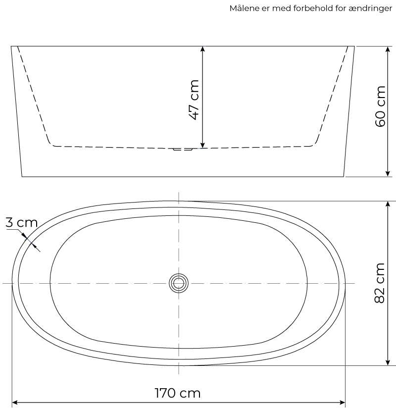 Varna akrylbadekar 170 cm - Billede 4