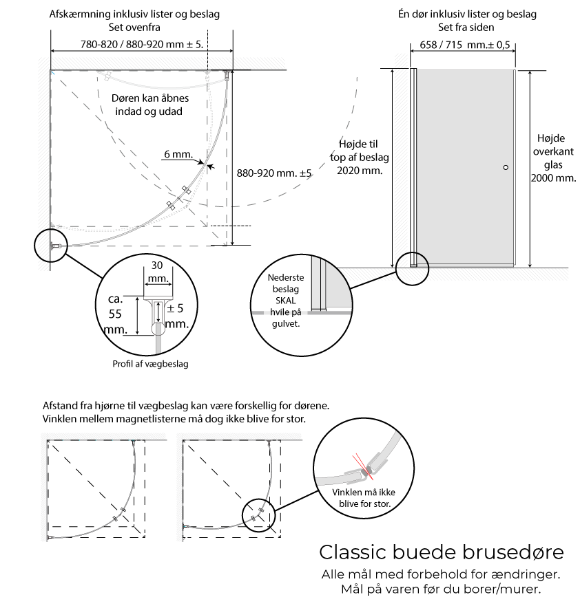 Classic afrundet brusehjørne - 4106, 4013