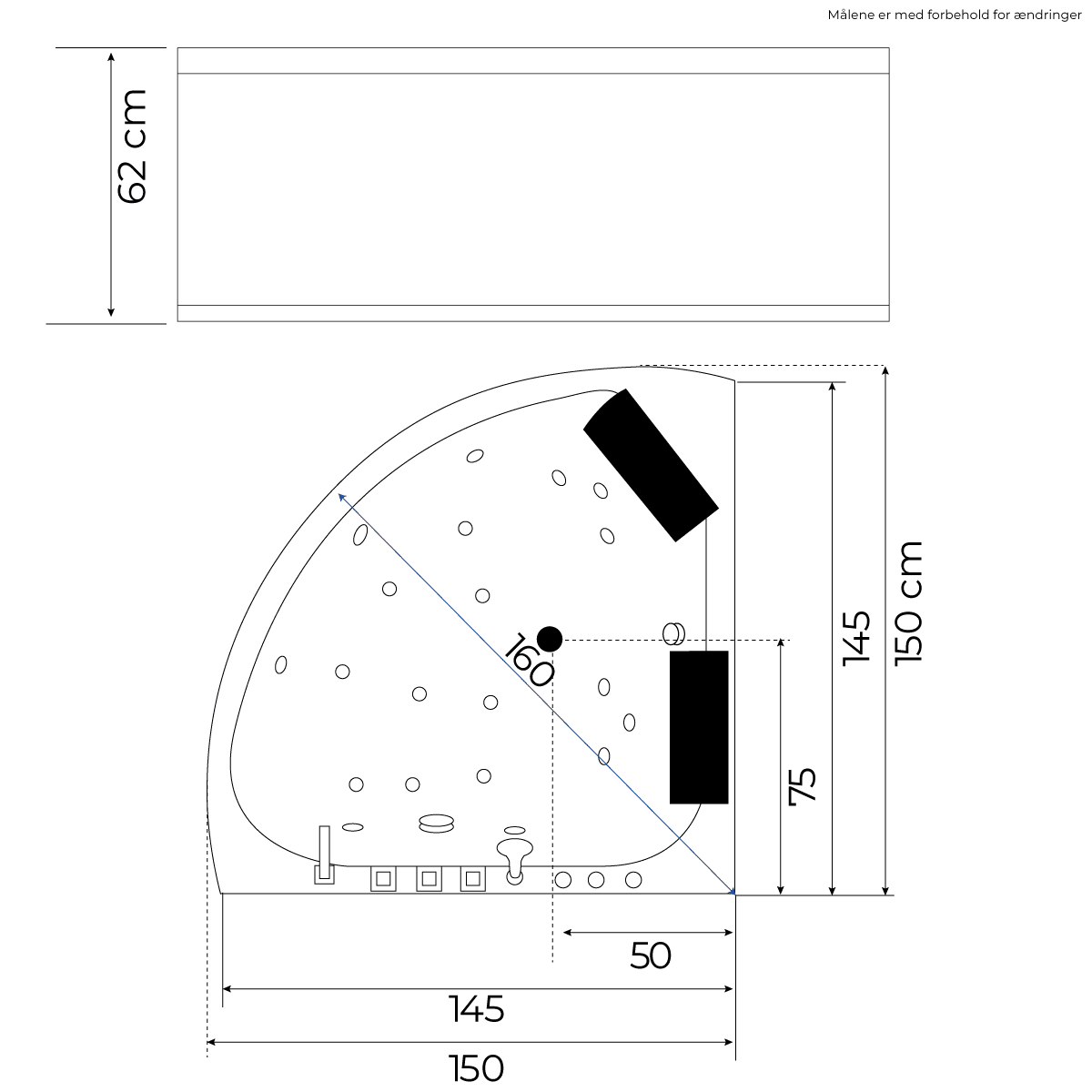 Deco indespa 153 cm højredrejet - Billede 4