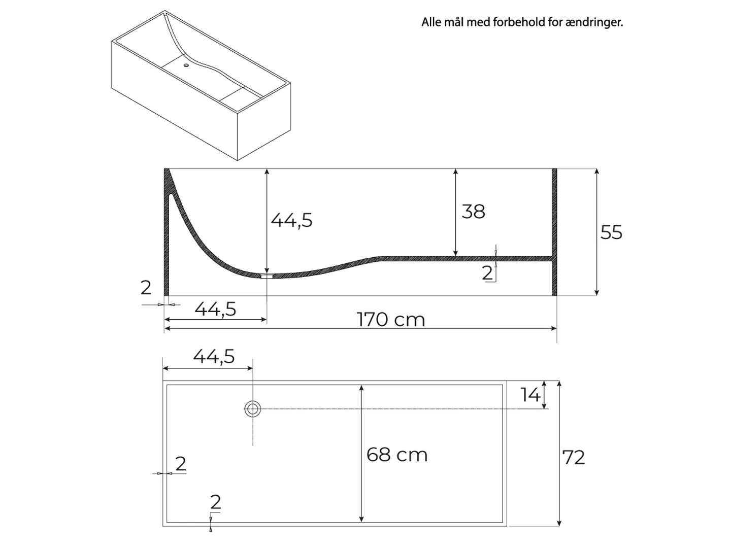 Badia stenbadekar 170 cm matsort - Billede 4