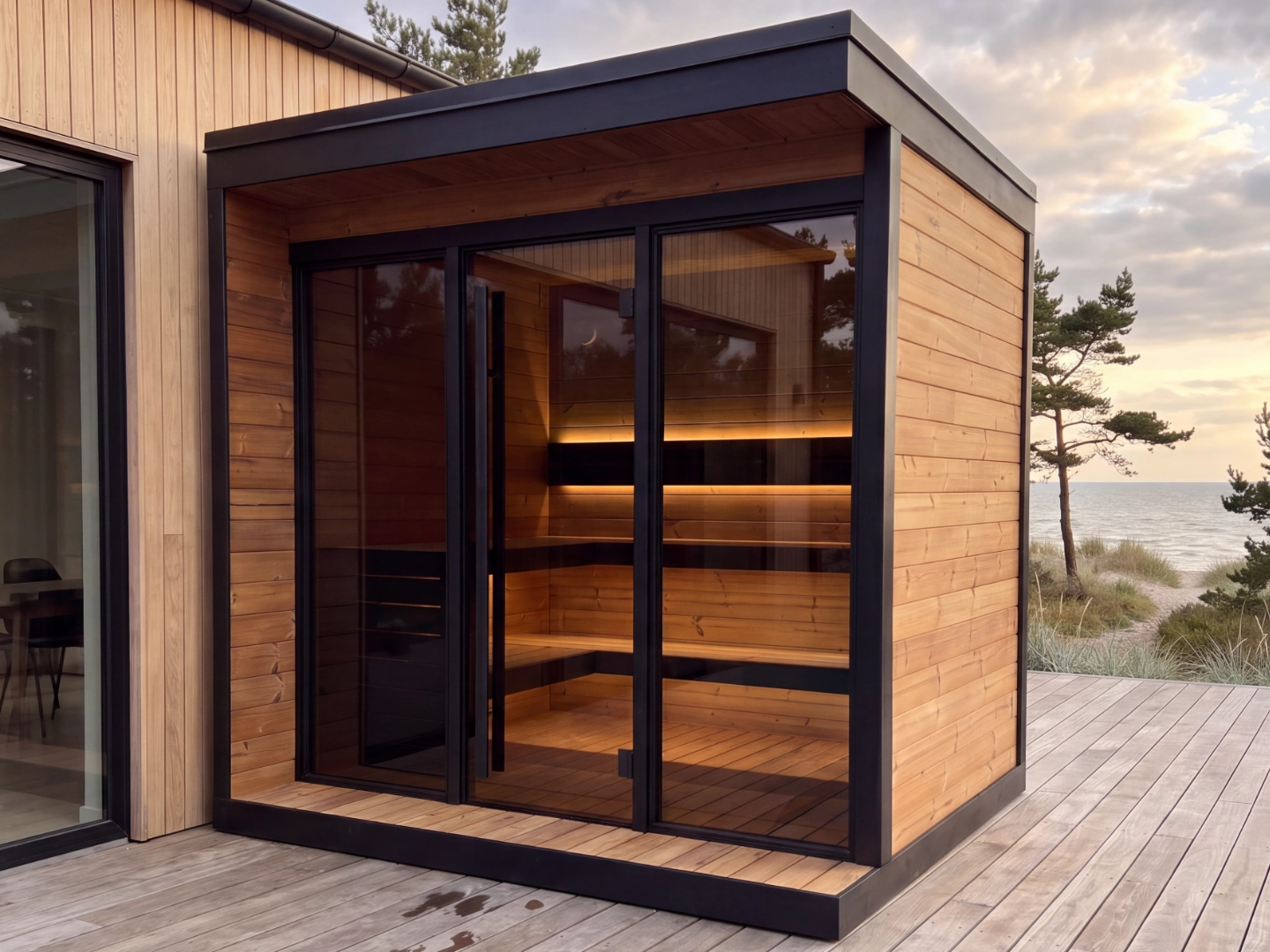 Åland udendørs sauna - Stor m. front dør
